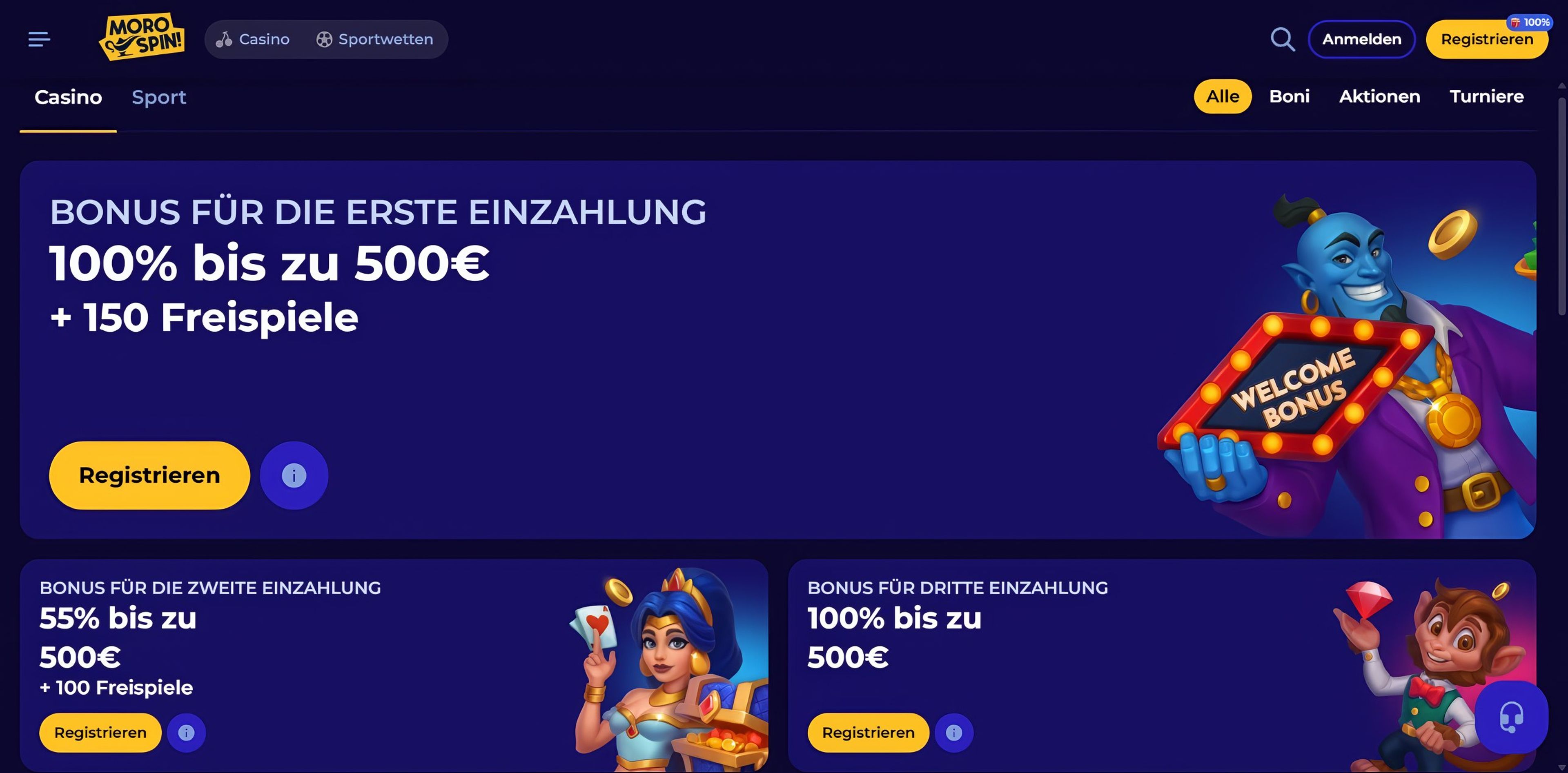 Morospin Casino desktop screenshot 1